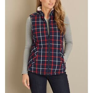 Duluth Trading Women’s Plaid Quilted Flannel Vest Small Country Barn Chore